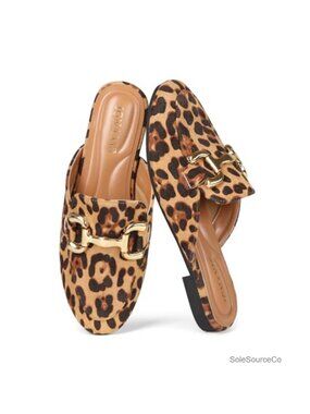 Women's Buckle Mule Flats Round Toe Slip On Backless Loafer Shoes